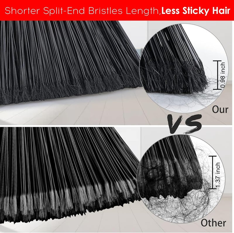 Tiumso 3-Pack Heavy Duty Broom, Commercial Broom with 55" Long Handle Outdoor Indoor, Industrial Brooms for Sweeping Garage Concrete Courtyard Patio Home Kitchen Office - All Black - Image 4